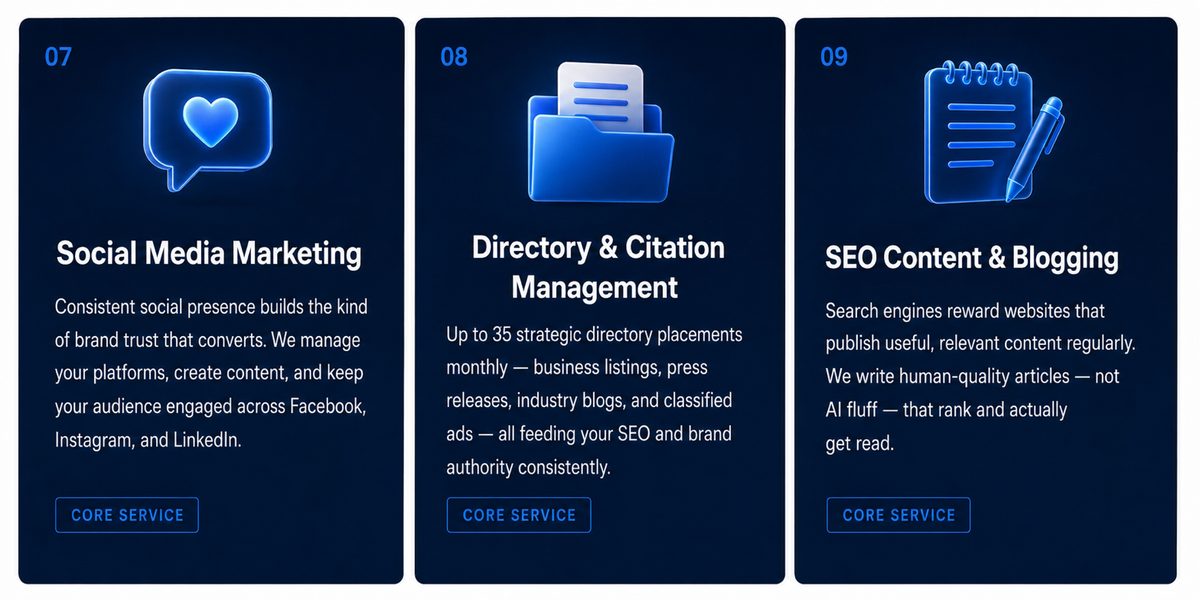 WebVisable Group Services — Social Media, Directory Management, SEO Content